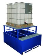 Single IBC Metal Bunded Spill Pallet with Dispensing Frame