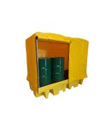 Bunded Spill Pallet with weatherproof cover for 8 drums