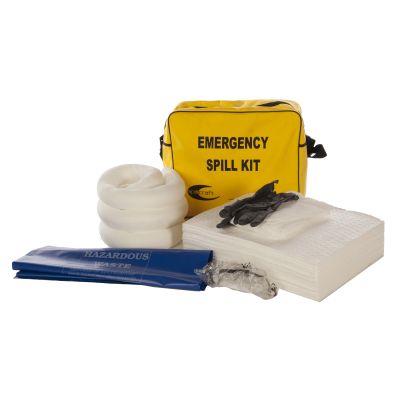 Grab bag spill kit for spill emergencies. Effective on oil and fuel spills so ideal for warehouses, yards, large vehicles or near stored oil containers