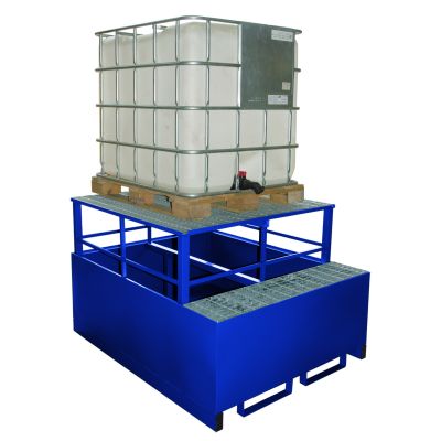 Single IBC Metal Bunded Spill Pallet with Dispensing Frame