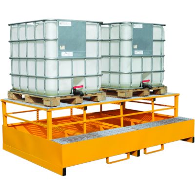 Double IBC Metal Bunded Spill Pallet with Dispensing Frame