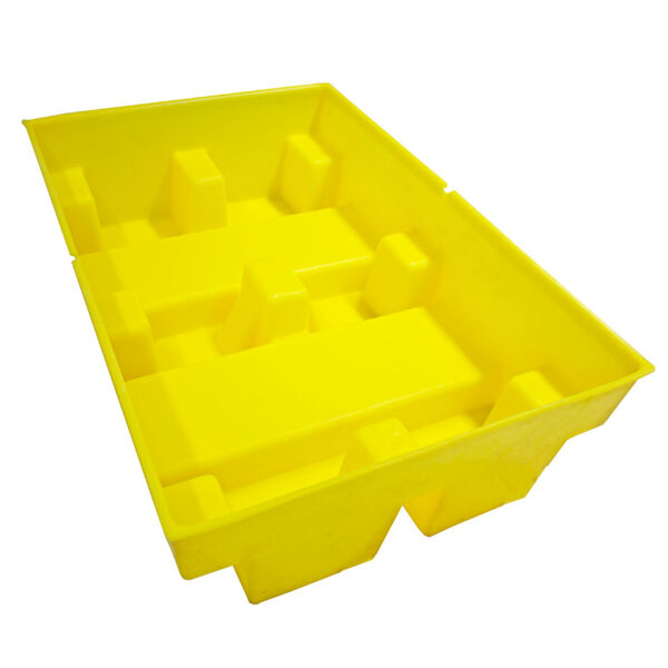 spill pallet showing sump with no grid in place