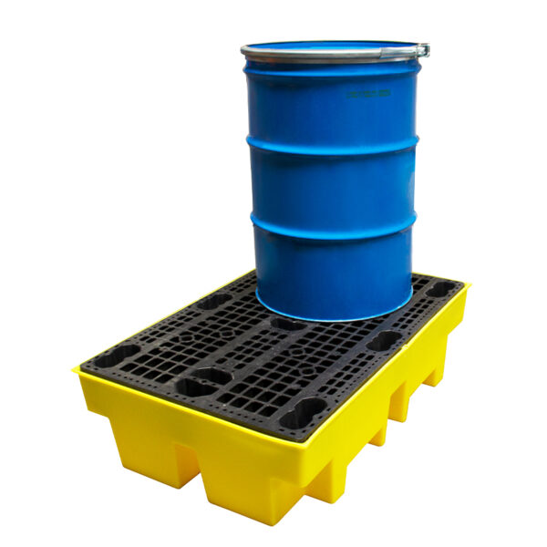 2 drum spill pallet showing 1 drum safely stored