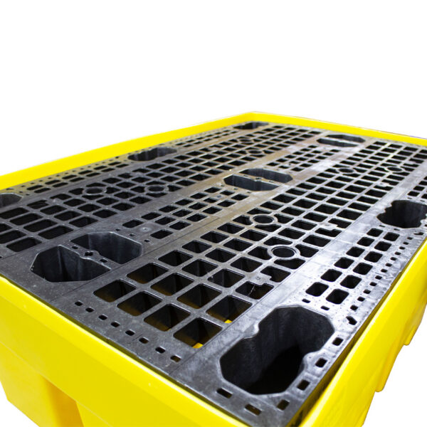 Drum Spill Pallet with 4 way forklift entry grid close up