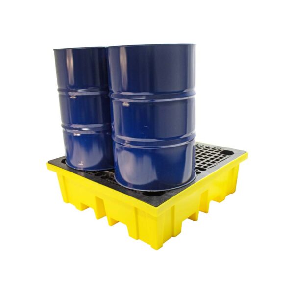 Drum Spill Pallet with 4 way forklift entry for 4 drums showing 2