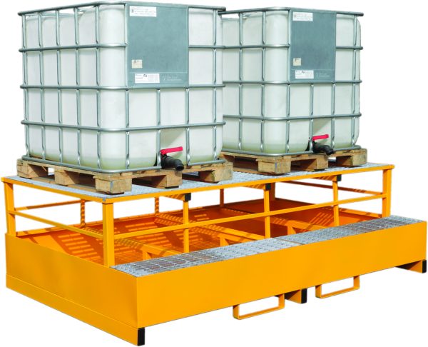 Double IBC Metal Bunded Spill Pallet with Dispensing Frame