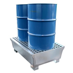 2 Drum Galvanised Steel Spill Pallet