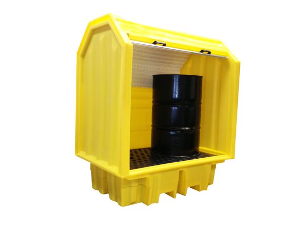2 Drum Bunded Spill Pallet with Roller Shutter Door
