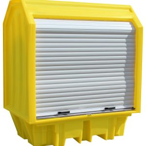 2 Drum Bunded Spill Pallet with Roller Shutter Door