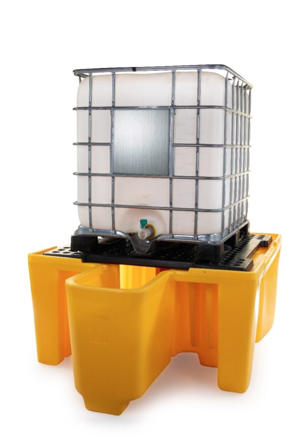 Single IBC Spill Pallet  with Integrated Dispenser - Yellow
