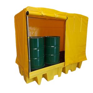 Bunded Spill Pallet with weatherproof cover for 8 drums