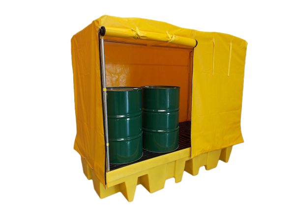 Bunded Spill Pallet with weatherproof cover for 8 drums