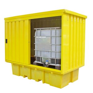 Double IBC Spill Pallet with Steel Cover