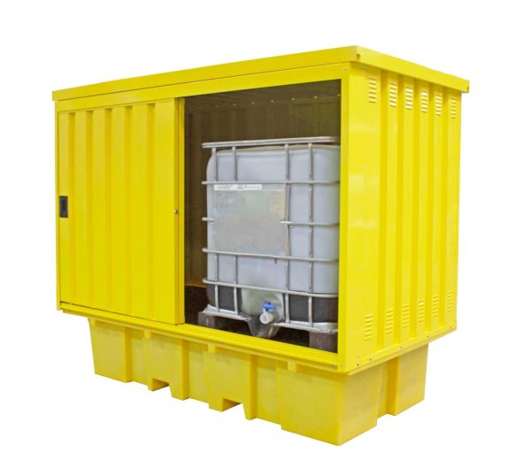 Double IBC Spill Pallet with Steel Cover