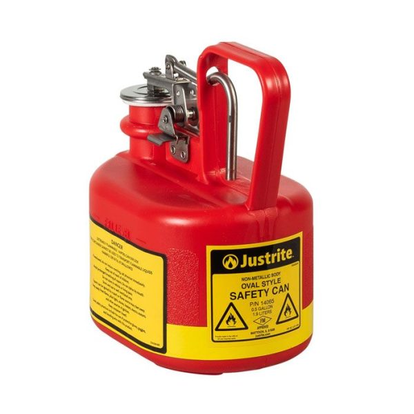 Justrite Type I Oval Polyethylene Safety Can Red - Image 3