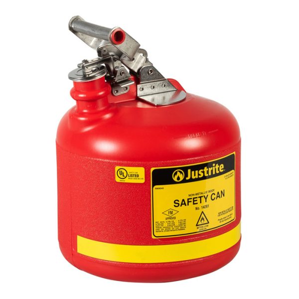 Justrite Type I Round Polyethylene Safety Can Red - Image 2
