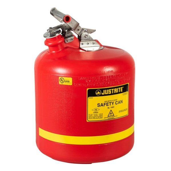 Justrite Type I Round Polyethylene Safety Can Red - Image 3