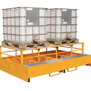Double IBC Metal Bunded Spill Pallet with Dispensing Frame