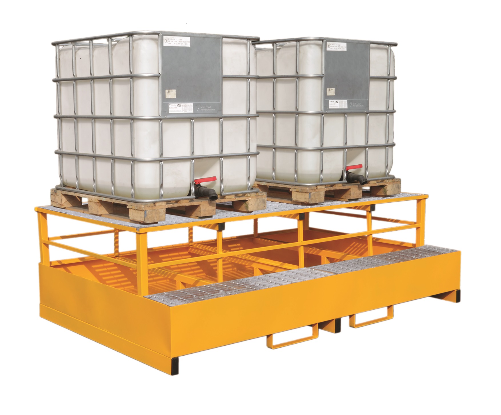 Double IBC Metal Bunded Spill Pallet with Dispensing Frame