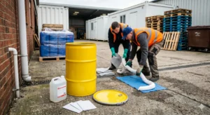 Image Of Worker Men Spill Prevention And Control